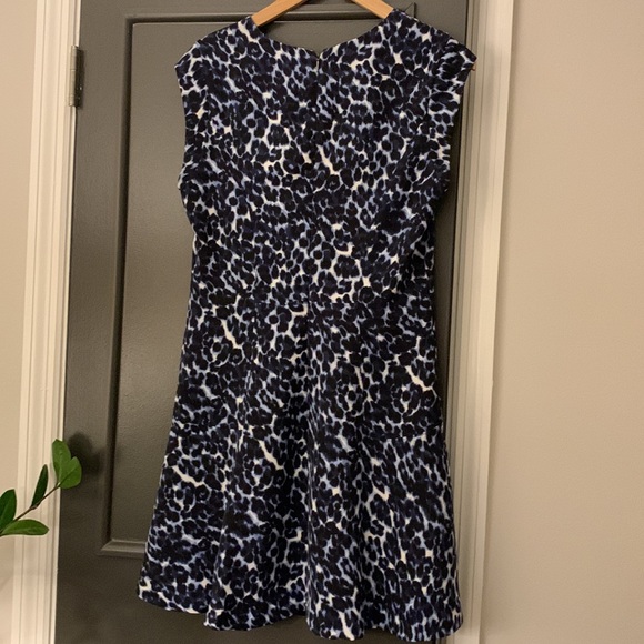 💙REBECCA TAYLOR Blue Lynx Leopard Fit and Flare Dress - Picture 7 of 12